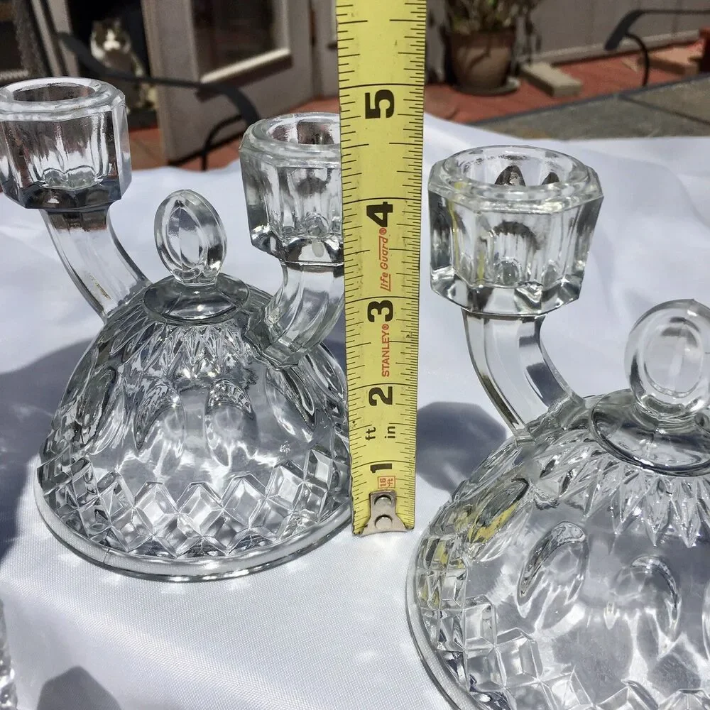 Imperial Glass Crystal Candle Holders  Each hold 2 tapered candles lot of 4